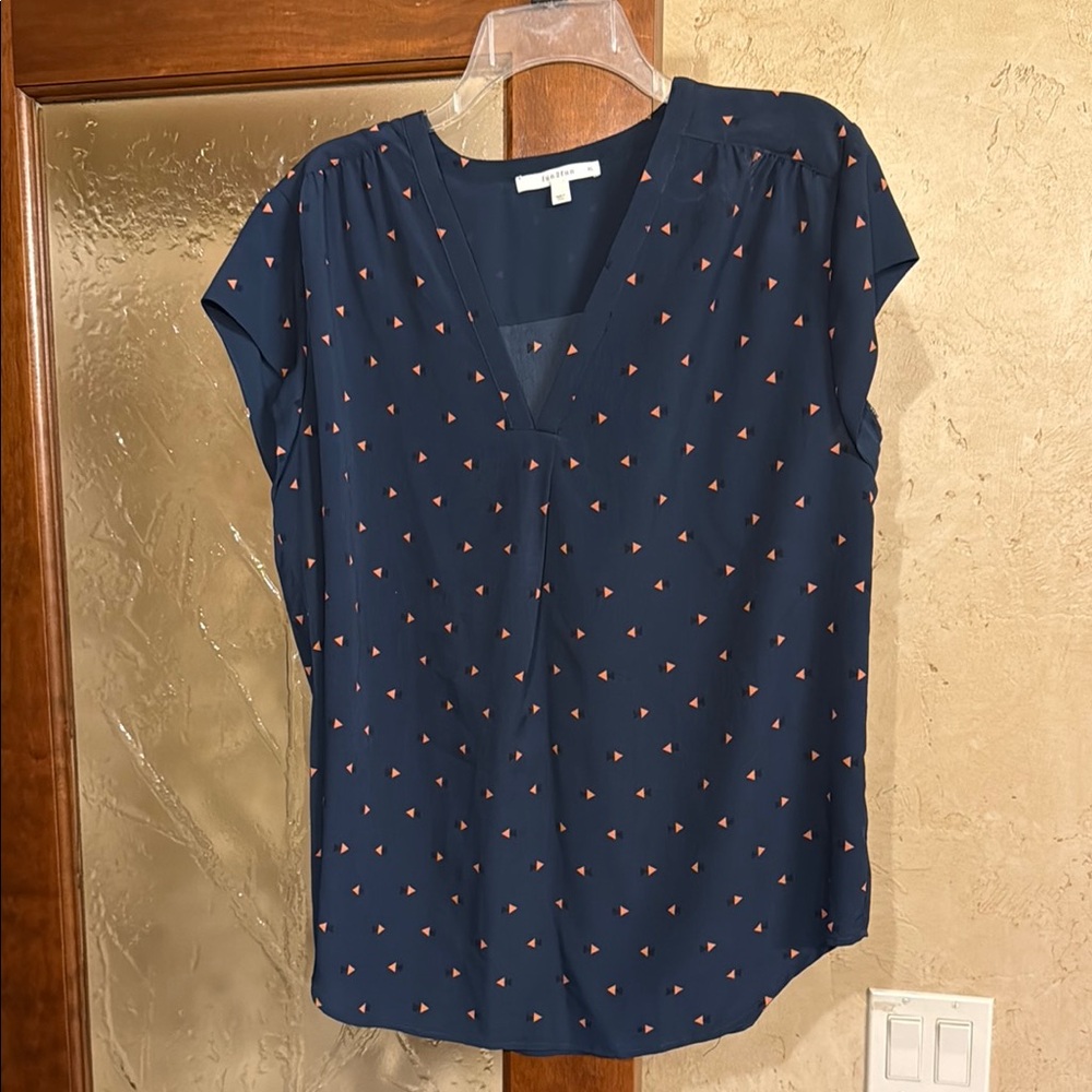 Fun 2 Fun Blue Cap Sleeve Relaxed Blouse
